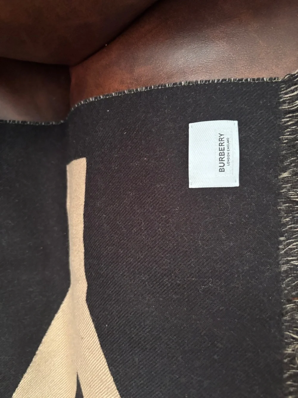 Burberry Beige and Black Logo Scarf Wrap - Picture 9 of 10